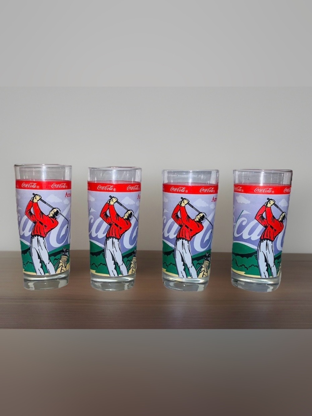 Vintage 1980s Coca Cola Golf Glasses Set of 4